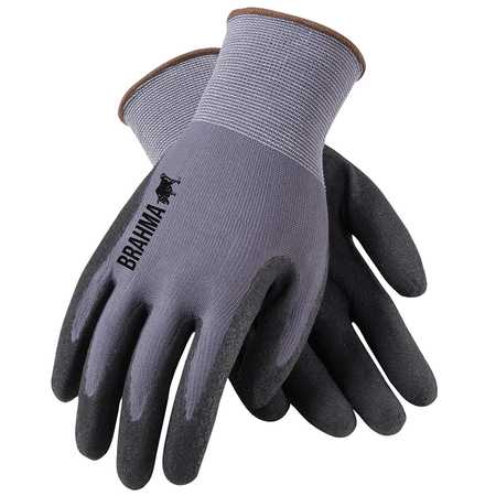 SAFETY WORKS Large Gray Brahma Seamless Micro-Foam Glove, Nitrile Coated WA9183A